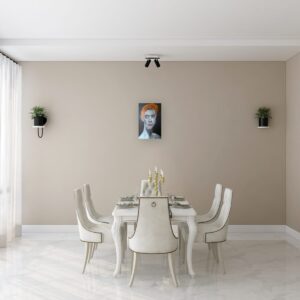 Modern dining area with minimalist decor.
